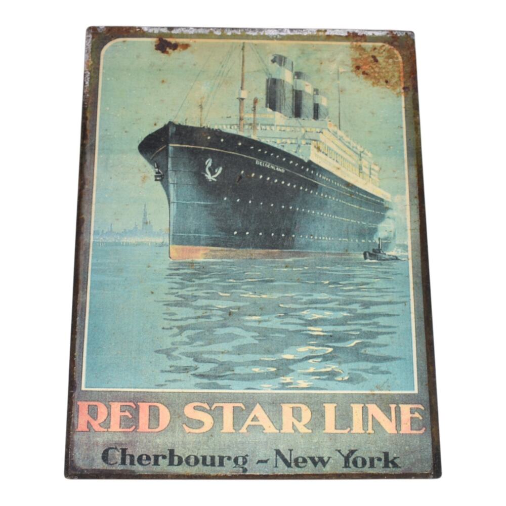 Red Star Line Cherbourg - New York Metal Sign - 14" x 10"